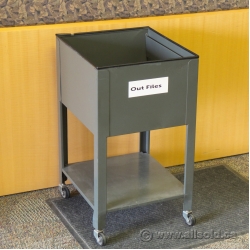 Grey Open Top Mobile Rolling File Box Cart